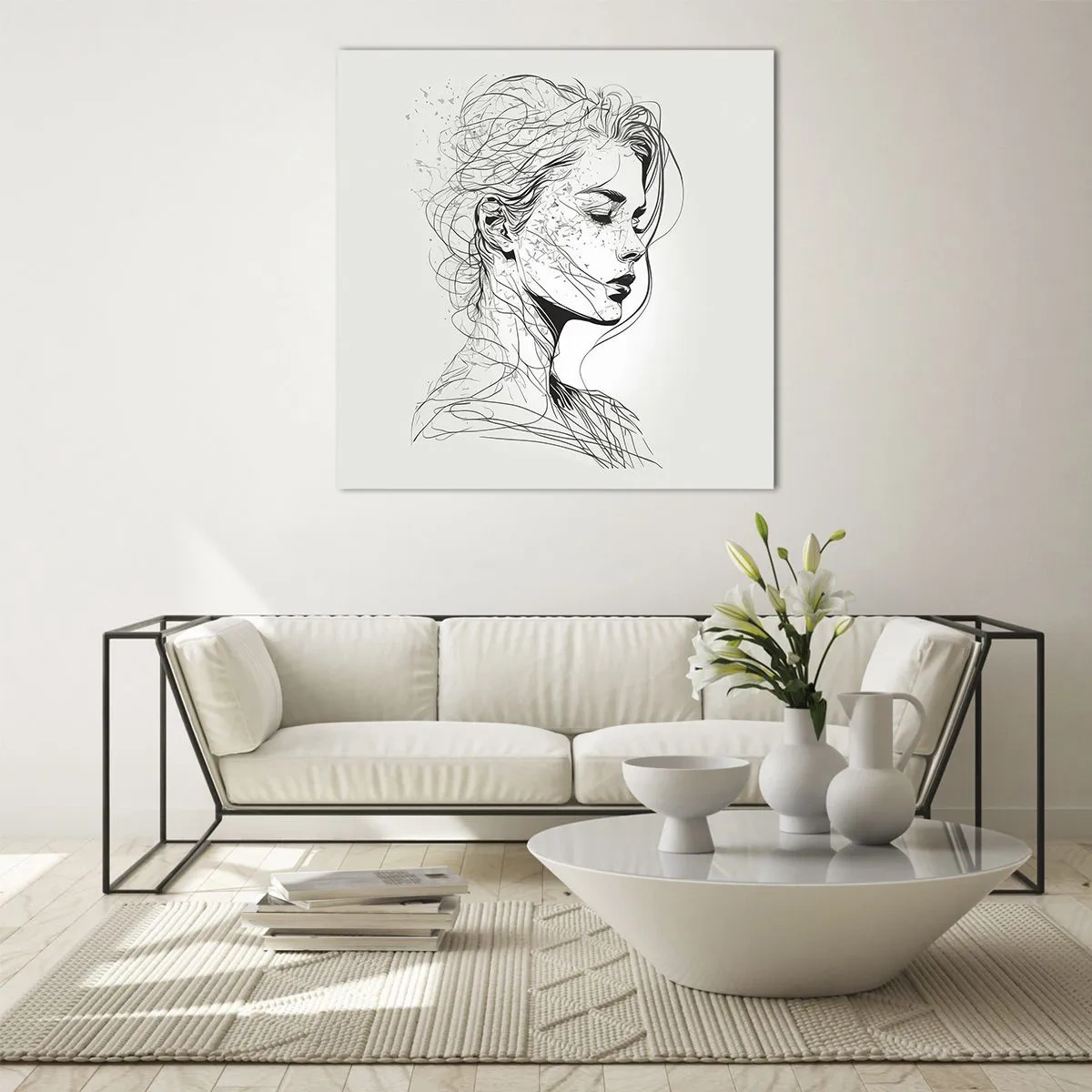 Obraz na szkle - Portret w zamyśleniu - 30x30 cm