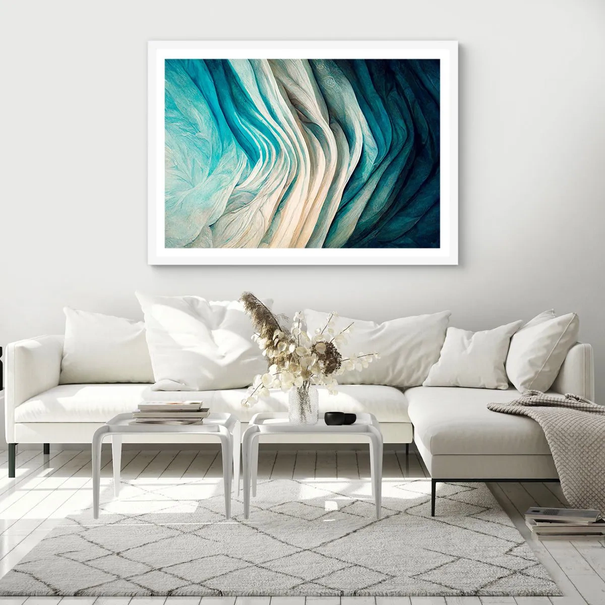 Plakat w białej ramie - Błękitne nienasycenie - 40x30 cm