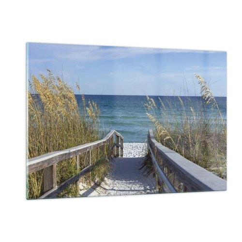 Obraz na szkle - Ścieżka na plażę z widokiem na morze - 120x80cm - W słońcu, na wietrze - Nowoczesna dekoracja ścienna do salonu, kuchni i sypialni ARTTOR