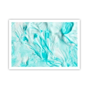 Plakat - Abstrakcyjny motyw w pastelowych odcieniach błękitu i bieli - 100x70cm - Na zawsze razem - Nowoczesna dekoracja ścienna do salonu i sypialni ARTTOR