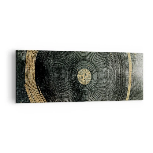Obraz na płótnie - Koncentryczne kręgi z akcentami złota - 140x50cm - Zmiana i trwanie - Nowoczesna dekoracja ścienna do salonu i sypialni ARTTOR