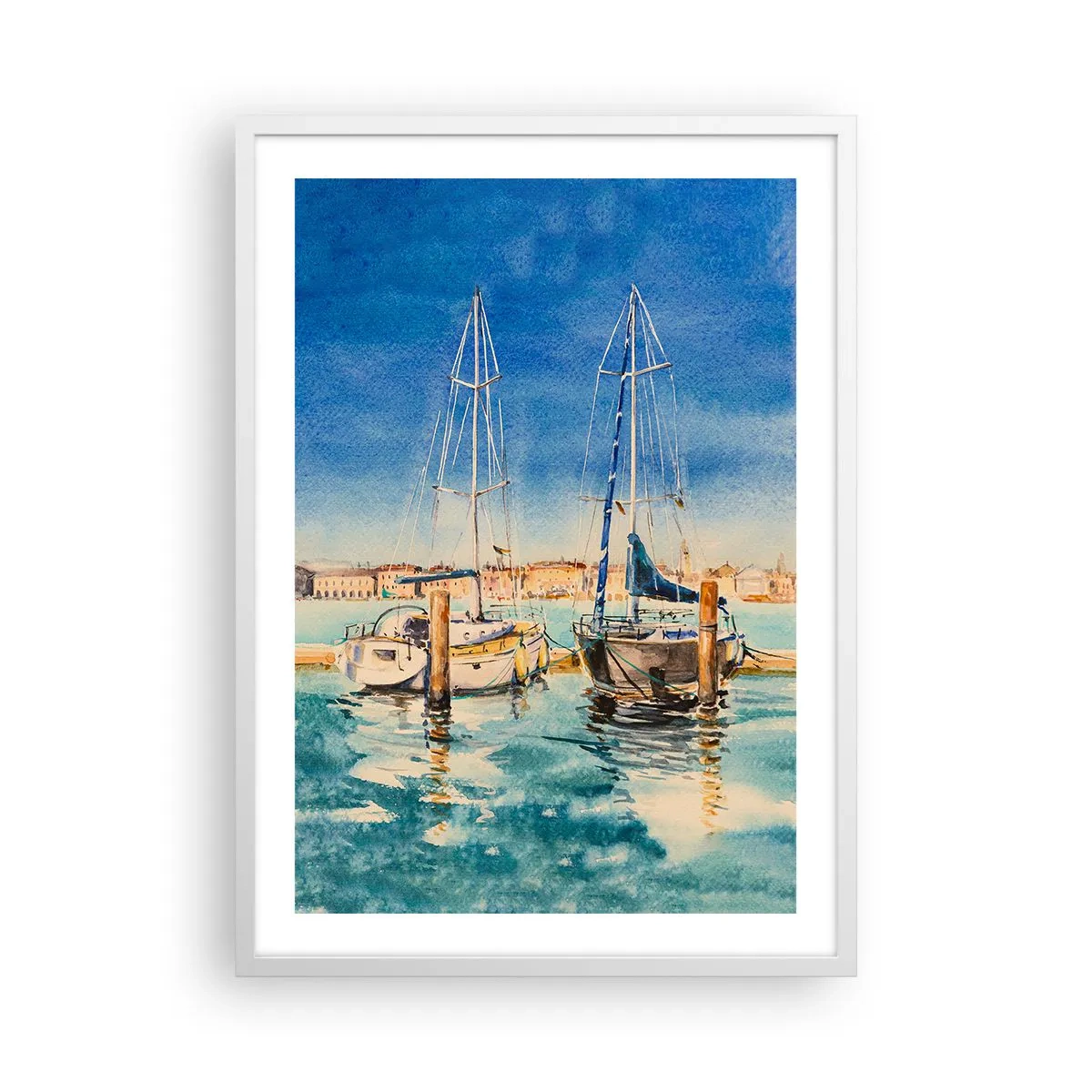 Plakat w białej ramie - Słoneczna laguna - 50x70 cm