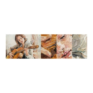 Fototapeta Próbka Samoprzylepna Deluxe Sticker - Koncert na gitarę i dziewczęce serce - Gitara, Muzyka, Dziewczyna - 100x30 cm