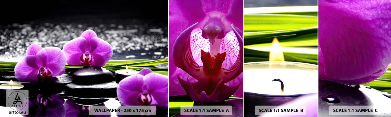 Fototapeta Próbka Samoprzylepna Deluxe Sticker - Utonąć w ciszy i spokoju - Kwiaty, Orchidea, Storczyk - 100x30 cm