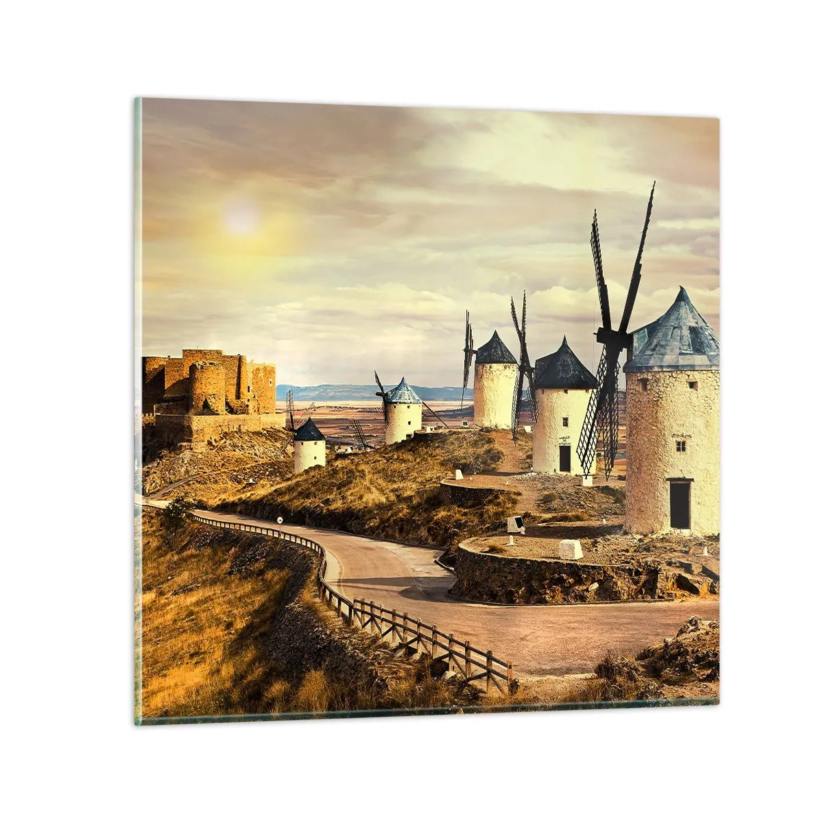 Obraz na szkle - Zaraz pojawi się Don Kichot - 50x50 cm