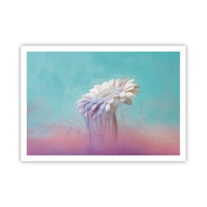Plakat - Pastelowa gerbera z efektem rozmycia - 100x70cm - Zaświaty kwiatów - Nowoczesna dekoracja ścienna do salonu i sypialni ARTTOR