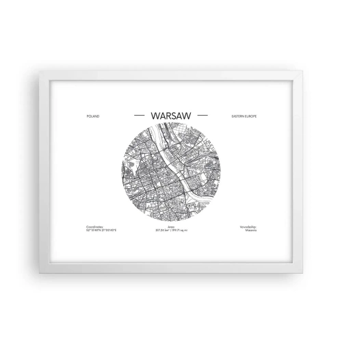 Plakat w białej ramie - Anatomia Warszawy - 40x30 cm