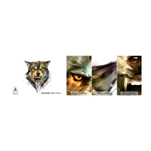 Fototapeta Próbka Samoprzylepna Deluxe Sticker - Ani kroku! - Abstrakcja, Zwierzęta, Wilk - 100x30 cm