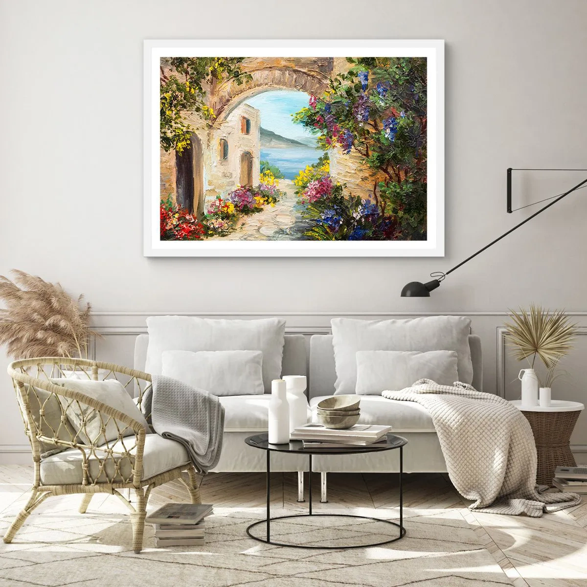 Plakat w białej ramie - Urok nadmorskiej prowincji - 100x70 cm