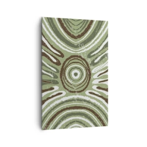 Obraz na płótnie - Abstrakcyjne wzory w odcieniach zieleni i brązu - 80x120cm - Eksplozja emocji - Nowoczesna dekoracja ścienna do salonu i sypialni ARTTOR