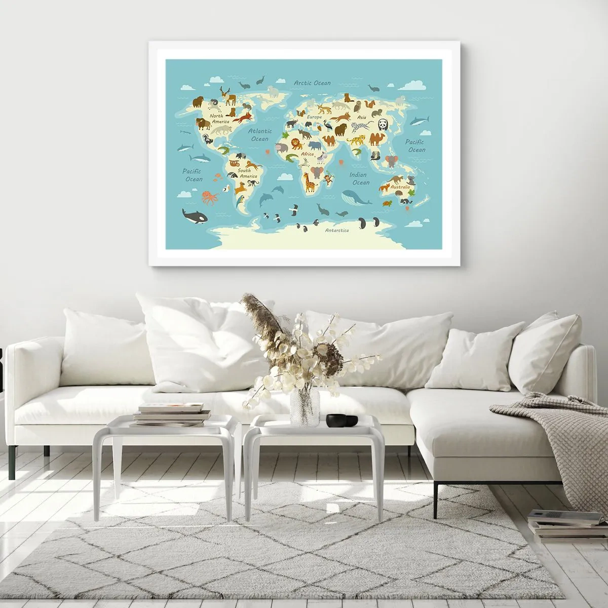 Plakat w białej ramie - Dobrzy sąsiedzi - 100x70 cm