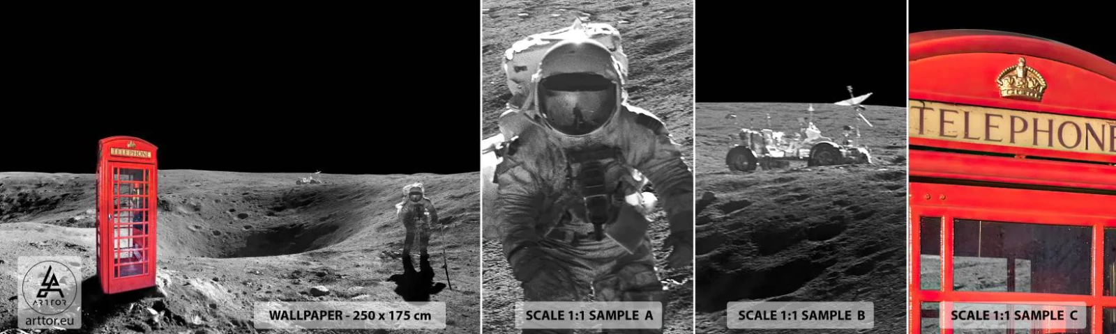 Fototapeta Próbka Standard Eco - Kosmiczny żart - Abstrakcja, Księżyc, Astronauta - 100x30 cm