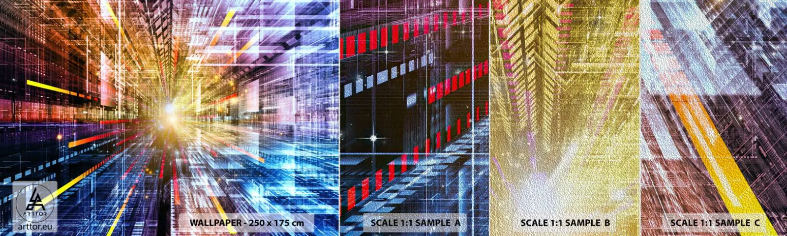 Fototapeta Próbka Premium Sand - Świetlny korytarz - Abstrakcja, Grafika, 3D - 100x30 cm