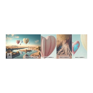 Fototapeta Próbka Premium Canvas - Miłość pozwala wznieść się - Balony, Pastelowe, Cukierkowe - 100x30 cm