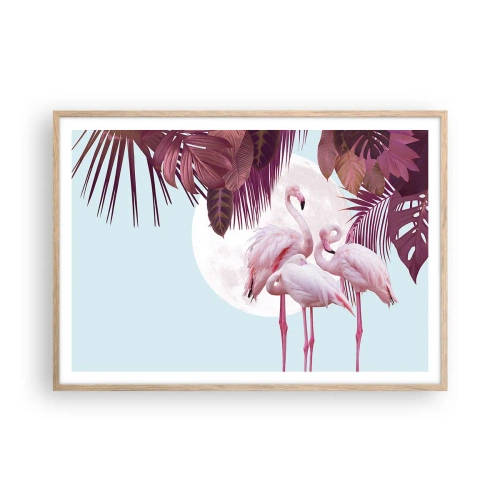 Plakat w ramie jasny dąb - Trzy ptasie gracje - 100x70 cm