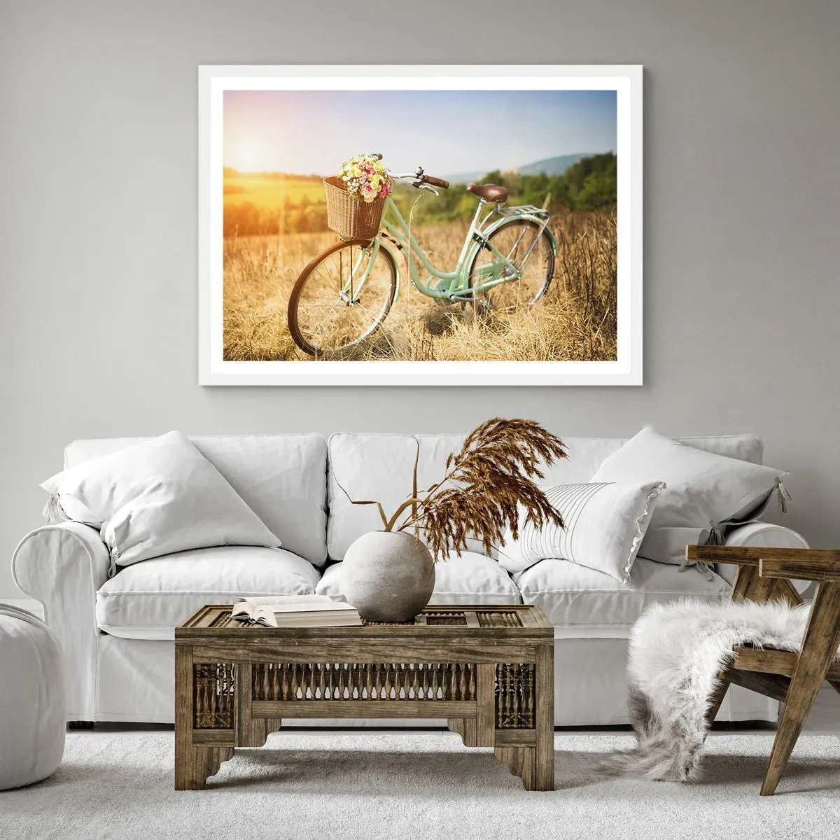 Plakat w białej ramie - Zostanę tu chwilę - 91x61 cm