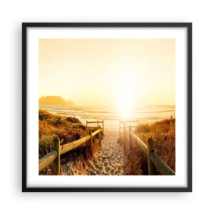 Plakat w czarnej ramie - Przez wydmę, w stronę słońca - 50x50 cm