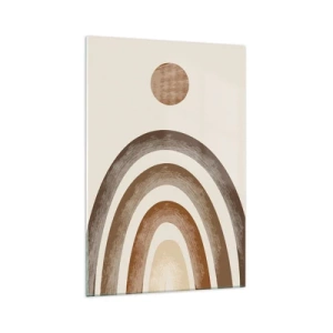 Obraz na szkle - Geometryczny motyw planetarny w odcieniach brązu - 70x100cm - W odległej galaktyce - Nowoczesna dekoracja ścienna do salonu i sypialni ARTTOR