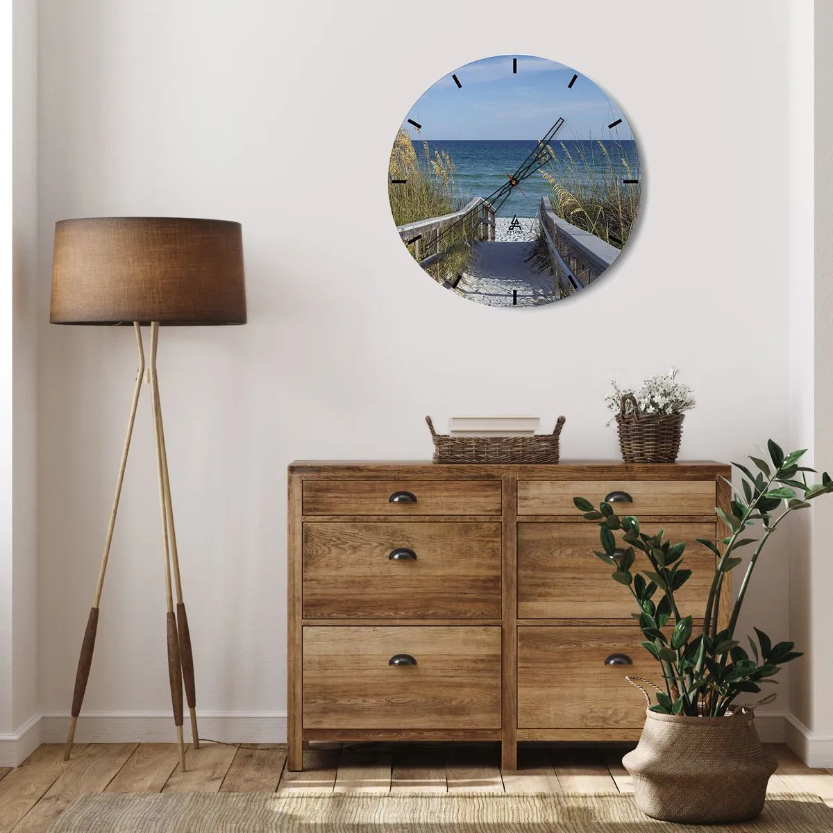 Zegar ścienny - Wejście na plażę z widokiem na morze - 30x30cm - W słońcu, na wietrze - Nowoczesna dekoracja ścienna do salonu, kuchni i sypialni ARTTOR