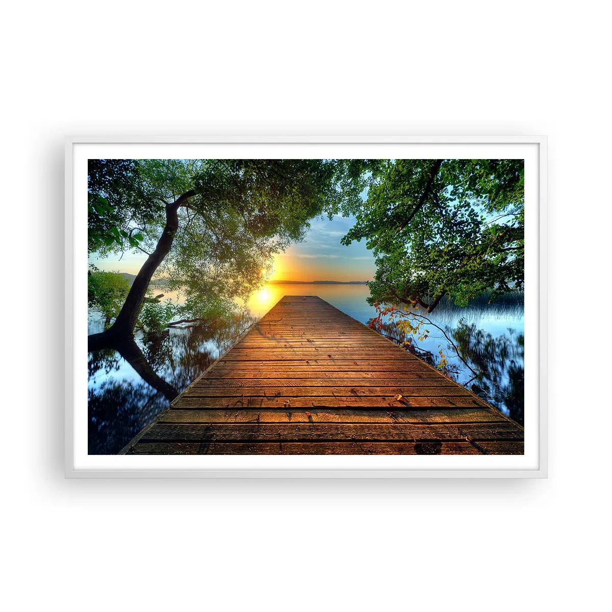 Plakat w białej ramie - Nie śpiesz się, usiądź - 100x70 cm