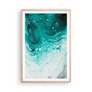 Plakat w ramie jasny dąb - Rozpłynąć się w bieli i turkusie - 61x91 cm