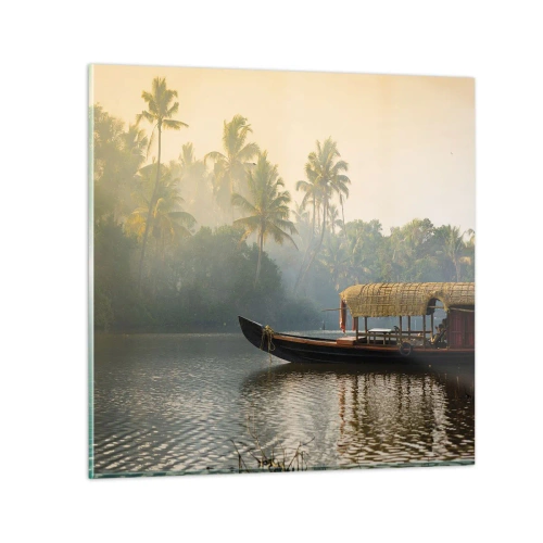 Obraz na szkle - Dom na rzece - 40x40 cm