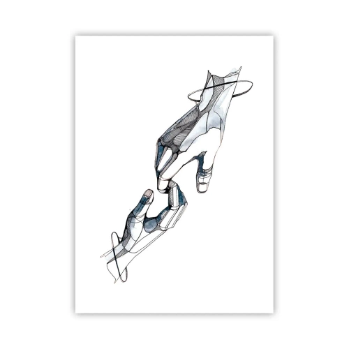 Plakat - Abstrakcyjne ręce w artystycznej kompozycji linii i kolorów - 50x70cm - Dobry gest - Nowoczesna dekoracja ścienna do salonu, kuchni i sypialni ARTTOR