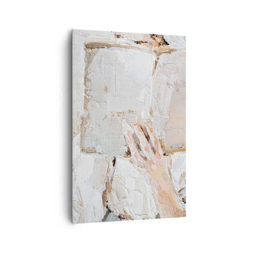 Obraz na płótnie - Impresjonistyczny obraz dłoni trzymającej otwartą książkę - 80x120cm - W innym świecie - Nowoczesna dekoracja ścienna do salonu i sypialni ARTTOR