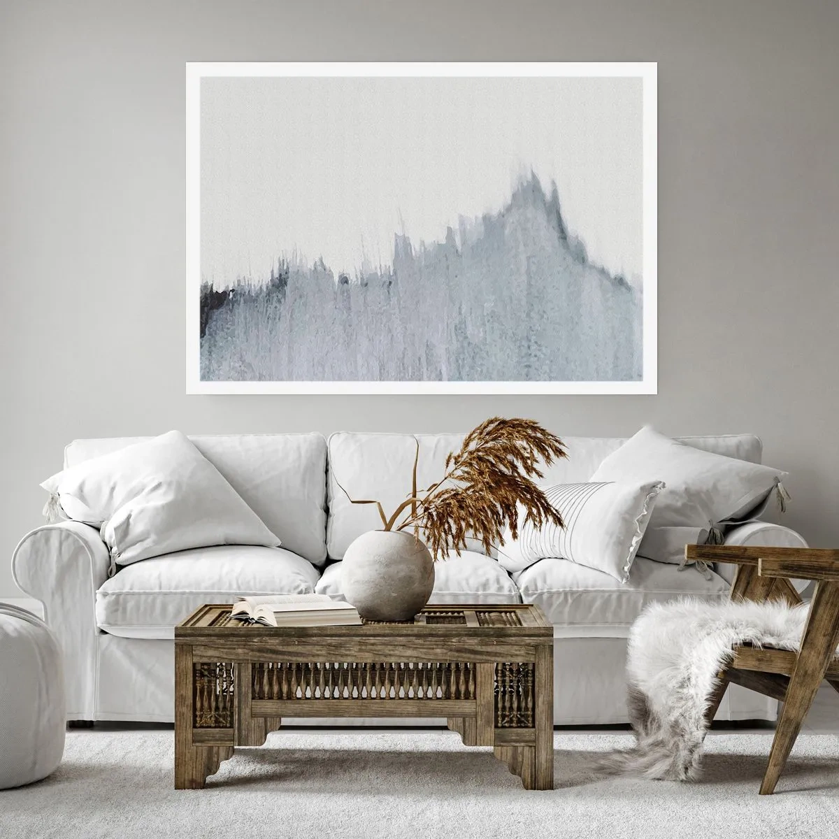 Plakat - Abstrakcyjna szara kompozycja w minimalistycznym stylu - 100x70cm - Tajemniczy zapis - Nowoczesna dekoracja ścienna do salonu i sypialni ARTTOR