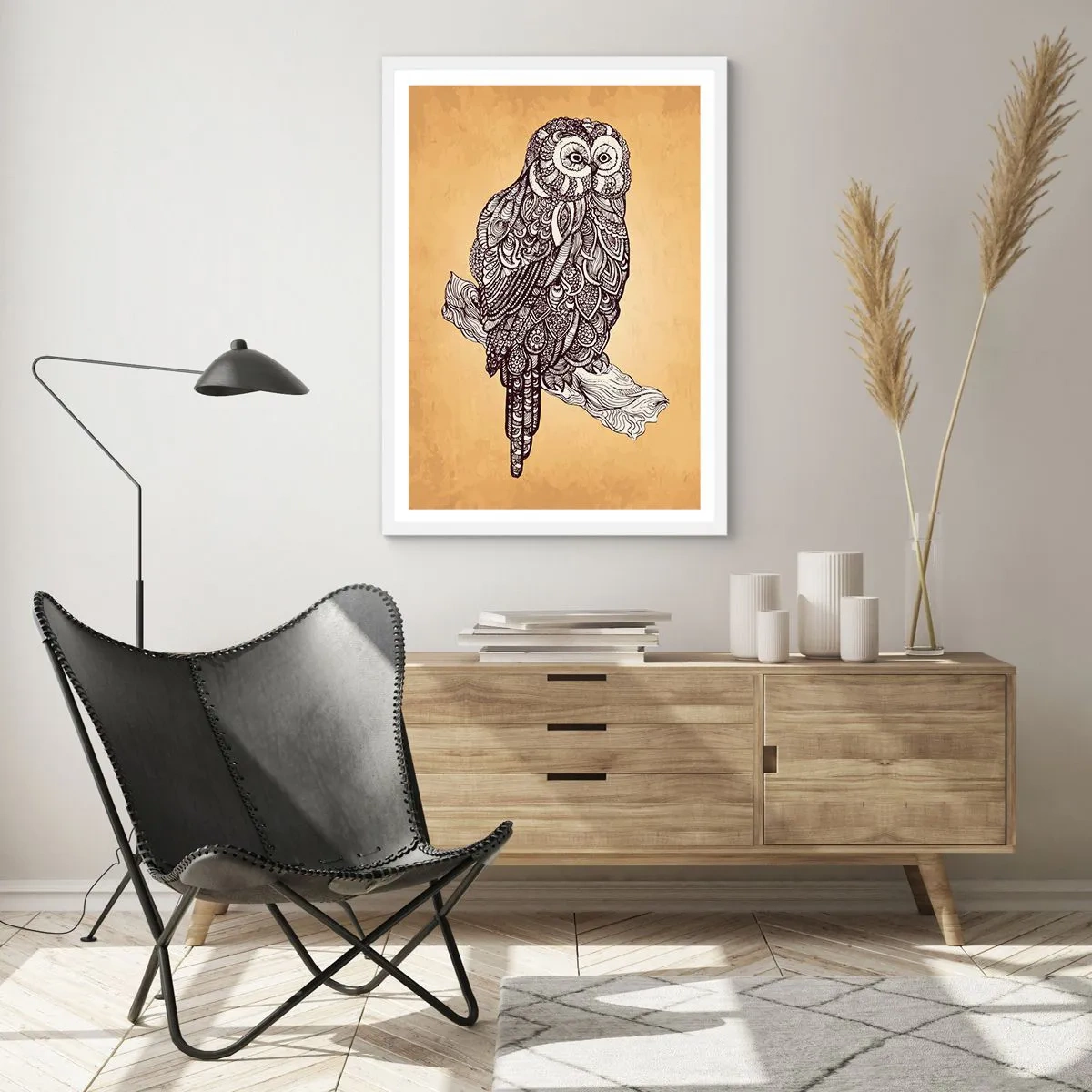 Plakat w białej ramie - Misterne ornamenty mądrości - 70x100 cm