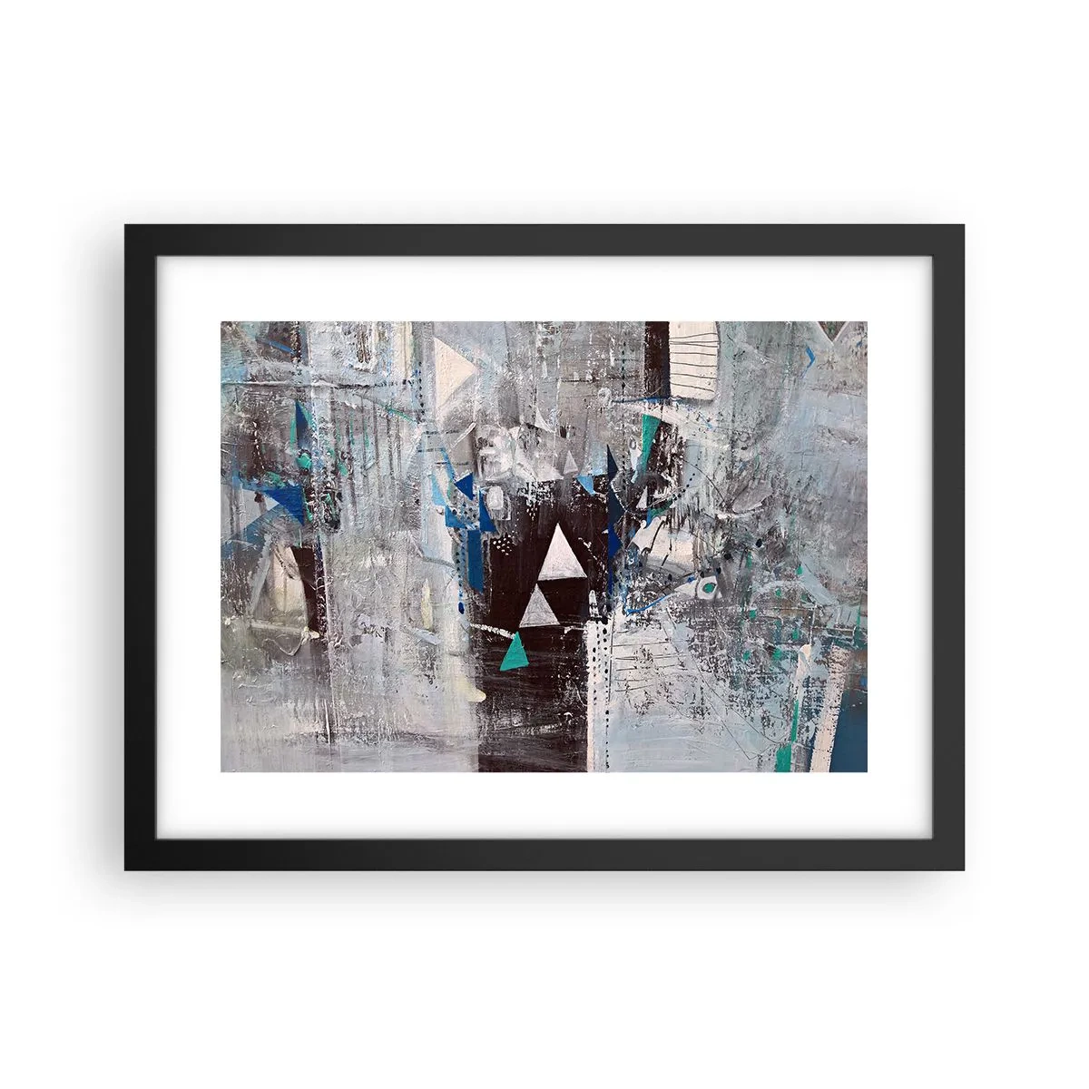 Plakat w czarnej ramie - Nadrzędny porządek trójkątów - 40x30 cm