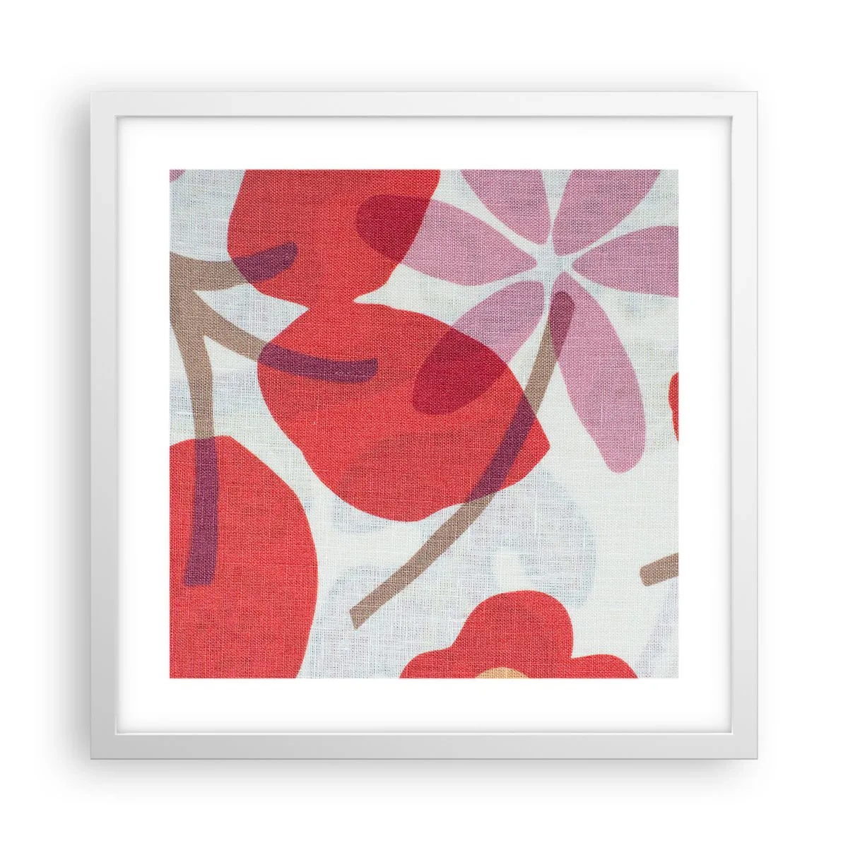 Plakat w białej ramie - Kompozycja kwiatowa w różu - 40x40 cm