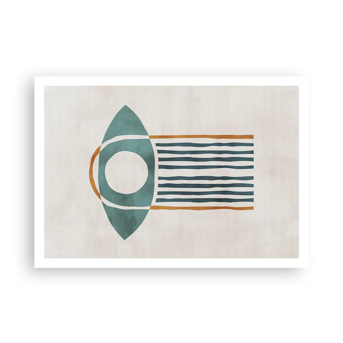 Plakat - Geometryczny wzór w odcieniach zieleni i pomarańczu - 100x70cm - Znaki i rytuały - Nowoczesna dekoracja ścienna do salonu i sypialni ARTTOR