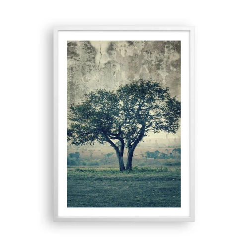Plakat w białej ramie - Jabłoń na błękitnym błoniu? - 50x70 cm