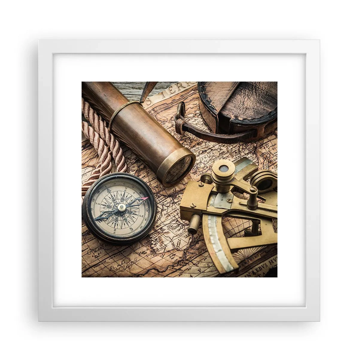 Plakat w białej ramie - Wyznacz kurs - 30x30 cm