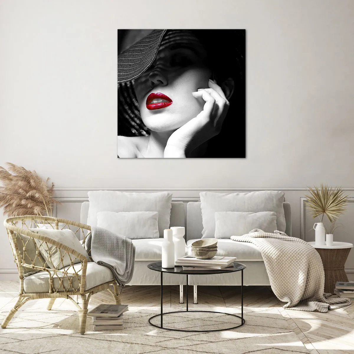 Obraz na szkle - Studium w szkarłacie - 50x50 cm