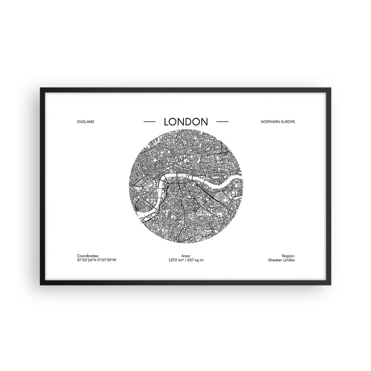 Plakat w czarnej ramie - Anatomia Londynu - 91x61 cm
