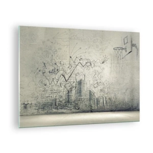 Obraz na szkle - Szkic graficzny z elementami biznesowymi i kreatywnymi - 70x50cm - Moje wspaniałe miejskie życie - Nowoczesna dekoracja ścienna do salonu i sypialni ARTTOR