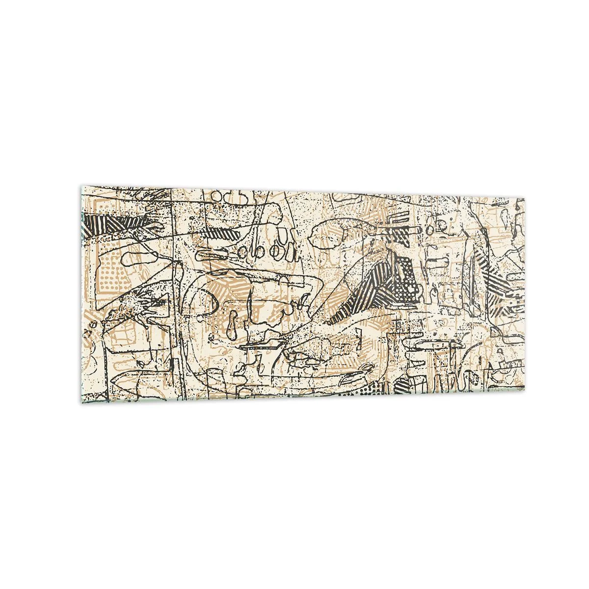 Obraz na szkle - Abstrakcyjne wzory i linie na beżowym tle - 120x50cm - Czeka na rozszyfrowanie - Nowoczesna dekoracja ścienna do salonu i sypialni ARTTOR