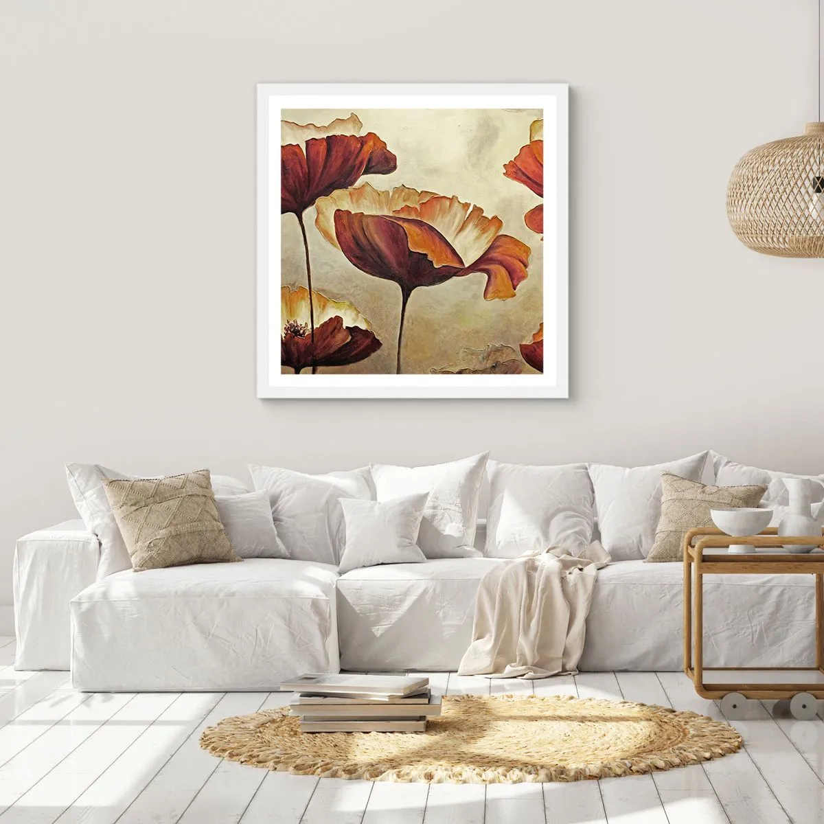 Plakat w białej ramie - Łąki łan - 40x40 cm