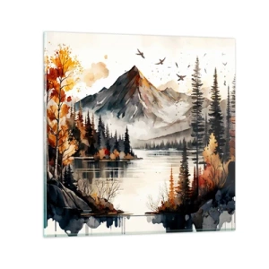 Obraz na szkle - Złota jesień w górach - 60x60 cm
