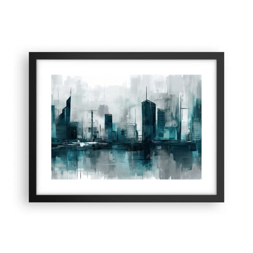 Plakat w czarnej ramie - Miasto w kolorze deszczu - 40x30 cm