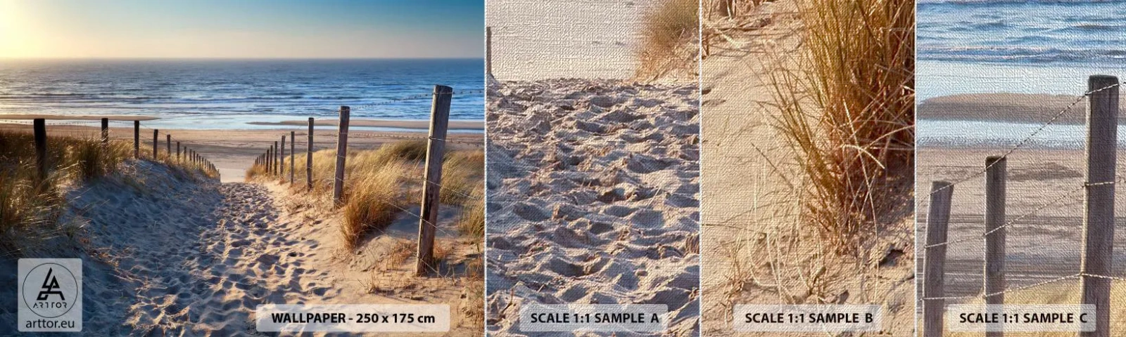 Fototapeta Próbka Premium Canvas - Morza szum, ptaków śpiew, dzika plaża pośród traw… - Krajobraz, Plaża, Wydmy - 100x30 cm