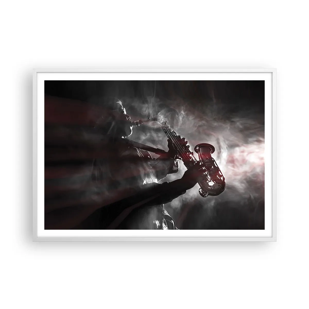 Plakat w białej ramie - W oparach jazzu - 100x70 cm