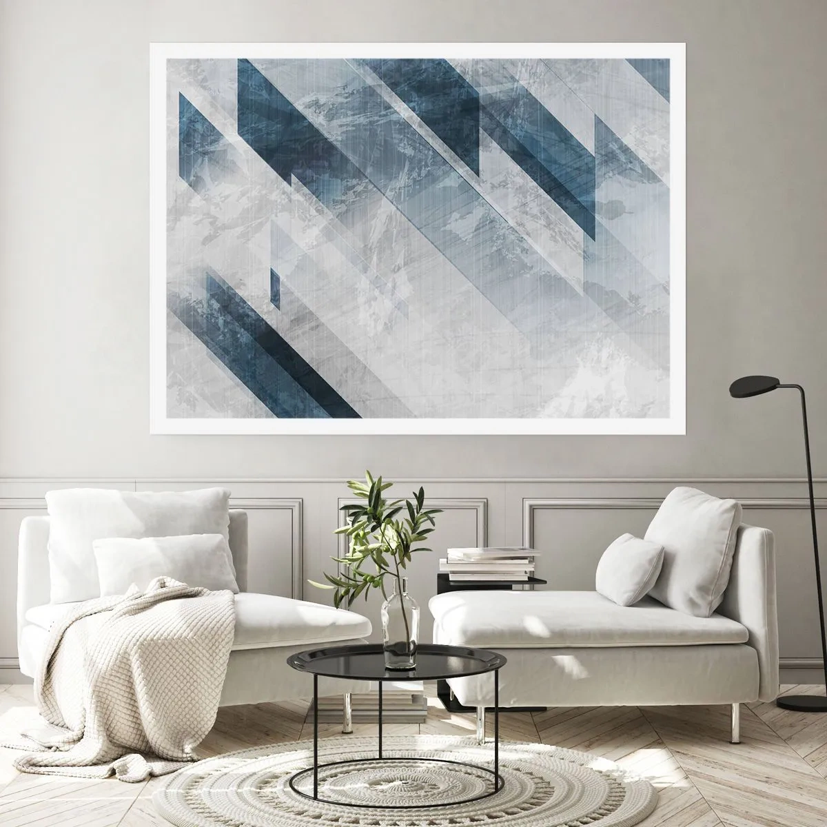 Plakat - Kompozycja przestrzenna – ruch szarości - 91x61 cm