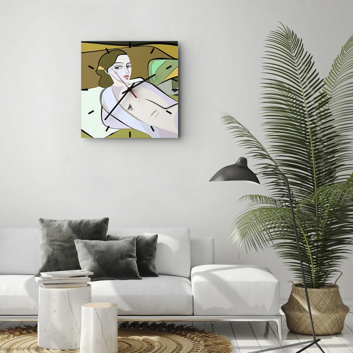 Zegar ścienny - Abstrakcyjna postać w nowoczesnym stylu - 30x30cm - Portret intymny - Nowoczesna dekoracja ścienna do salonu i sypialni ARTTOR