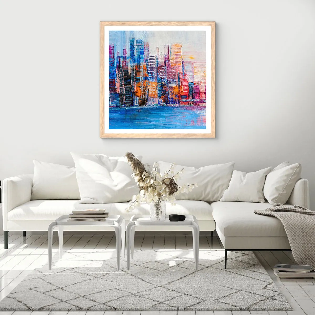 Plakat w ramie jasny dąb - Radosna metropolia - 60x60 cm
