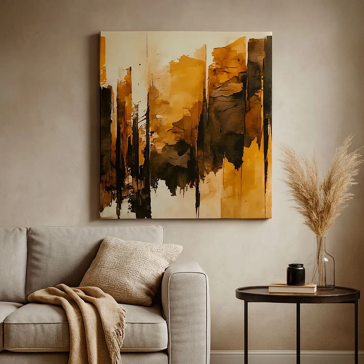 Obraz na płótnie - Harmonia czerni i złota - 30x30 cm