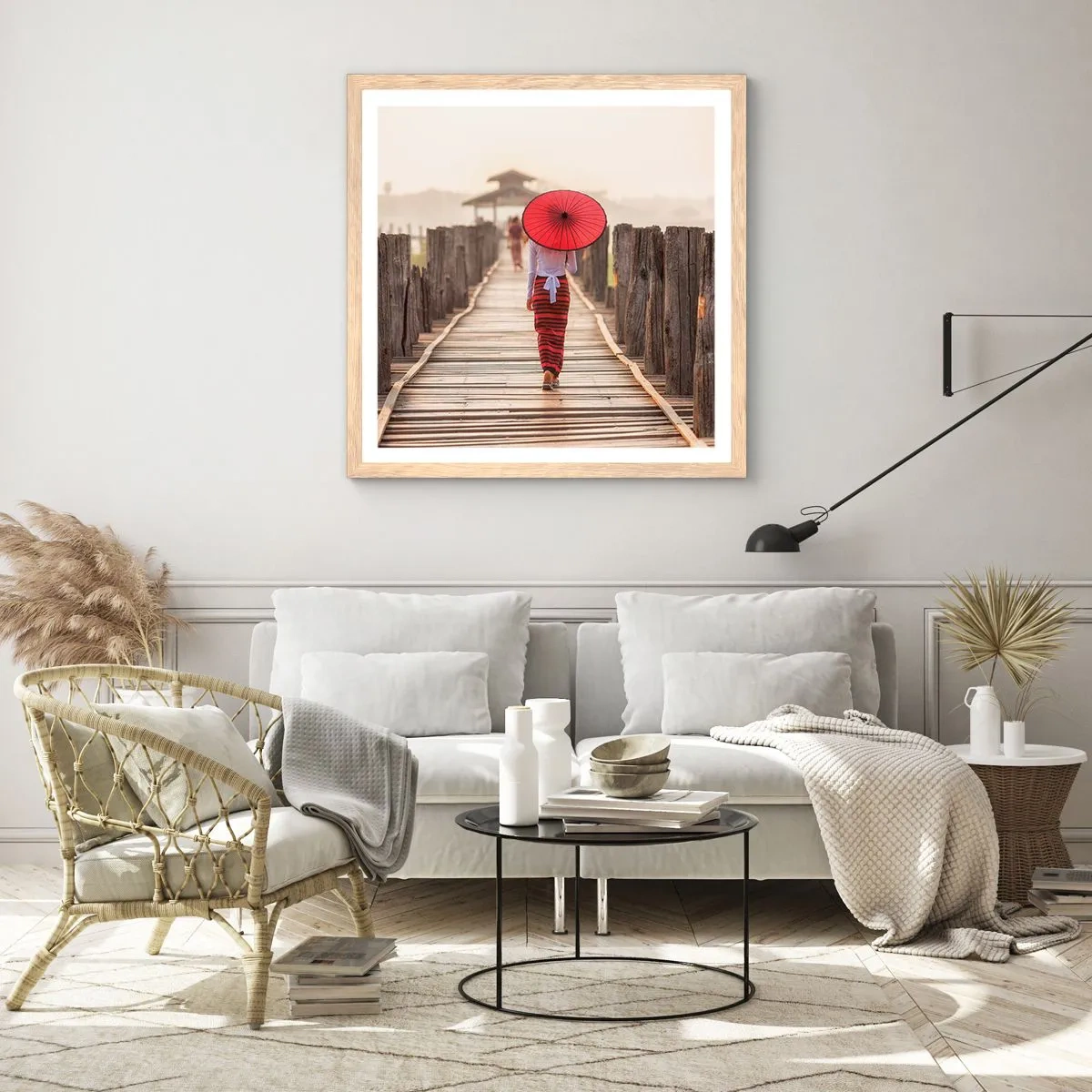 Plakat w ramie jasny dąb - Na starym moście - 60x60 cm