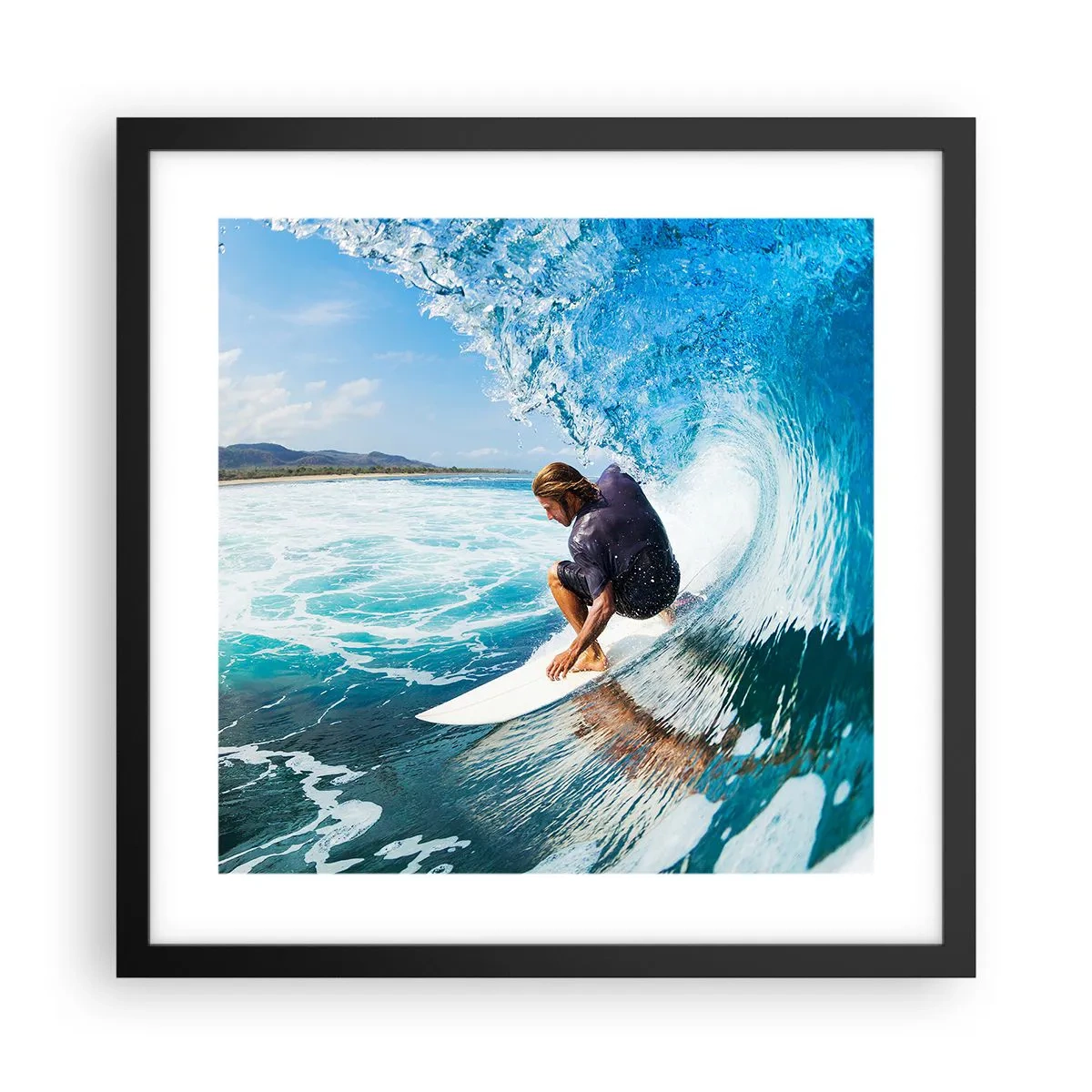 Plakat w czarnej ramie - Tańczący z falami - 40x40 cm